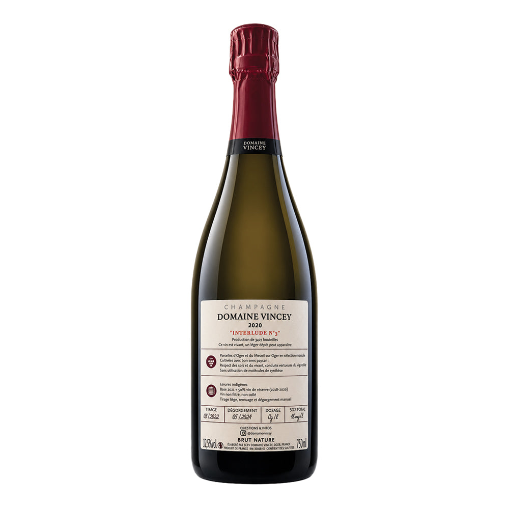 Champagne Interlude N°3 Oger Grand Cru Brut Nature 2020 Domaine Vincey